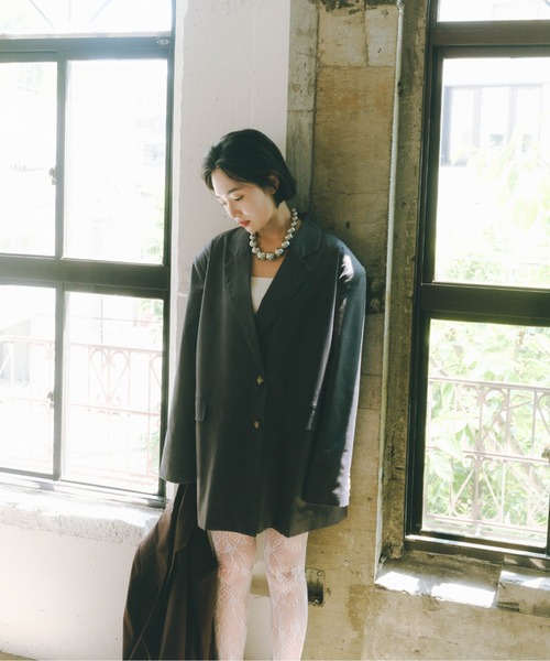 「HANNE」 テーラードジャケット FREE チャコールグレー レディース_画像2