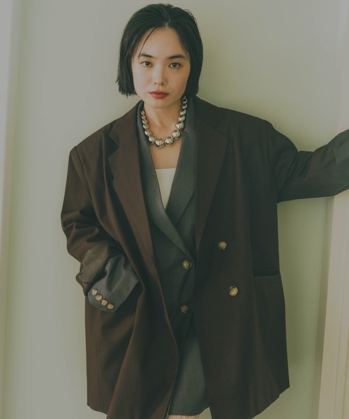 「HANNE」 テーラードジャケット FREE チャコールグレー レディース_画像3