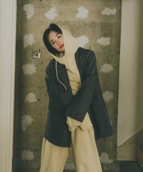 「HANNE」 テーラードジャケット FREE チャコールグレー レディース_画像4