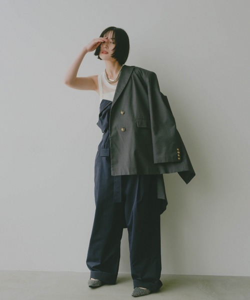 「HANNE」 テーラードジャケット FREE チャコールグレー レディース_画像5