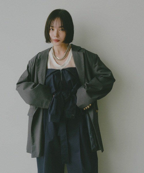 「HANNE」 テーラードジャケット FREE チャコールグレー レディース_画像7