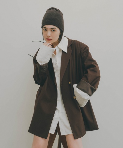 「HANNE」 テーラードジャケット FREE チャコールグレー レディース_画像9