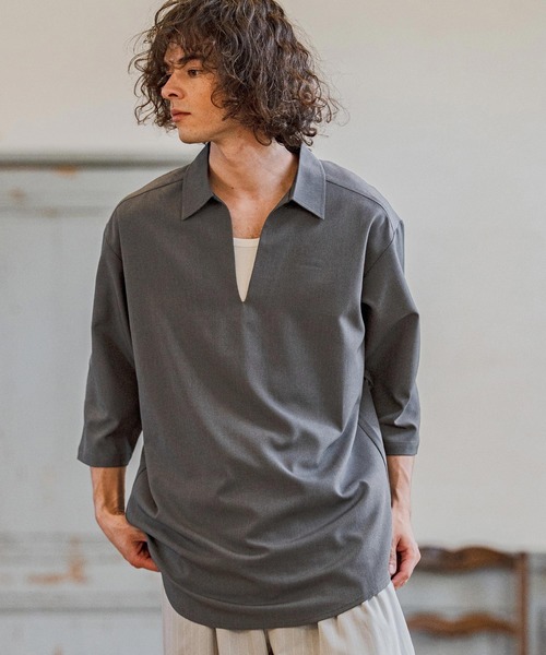 CAMBIO（カンビオ） 七分袖 シャツ ms6421-Stretch Tropical Skipper 3