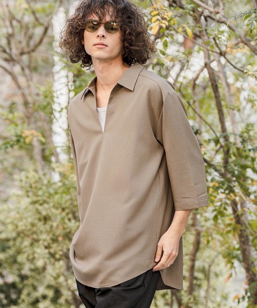 イタリア　トップス CAMBIO（カンビオ） 七分袖 シャツ ms6421-Stretch Tropical Skipper 3