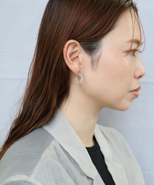 ISS ピアス イズ：クリアフープピアス レディース メンズ : ZOZOTOWN
