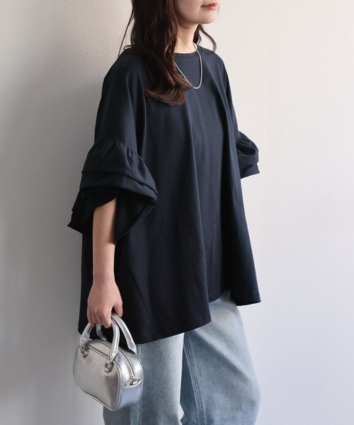 ap retro tシャツ 「高見え上質コットン」フリルフレアスリーブ