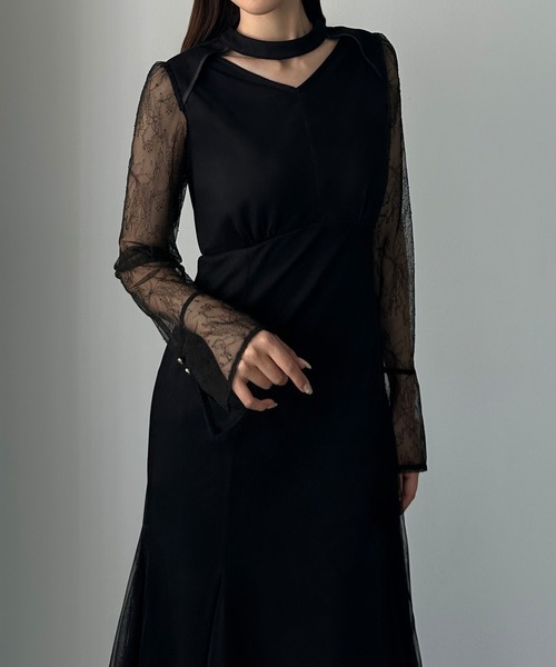 「Louere」 長袖ワンピース MEDIUM ブラック レディースの画像