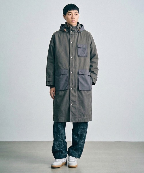 美品✨️ sneeuw スニュウ ネイビー コート ユニセックス sneeuw（スニュウ） コート アウター フォールドフードアウター
