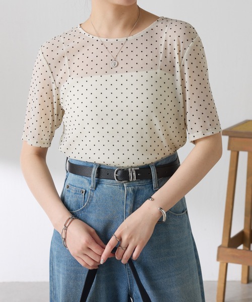 tシャツ ドットチュールシアーTシャツ/WEB限定 レディースの画像