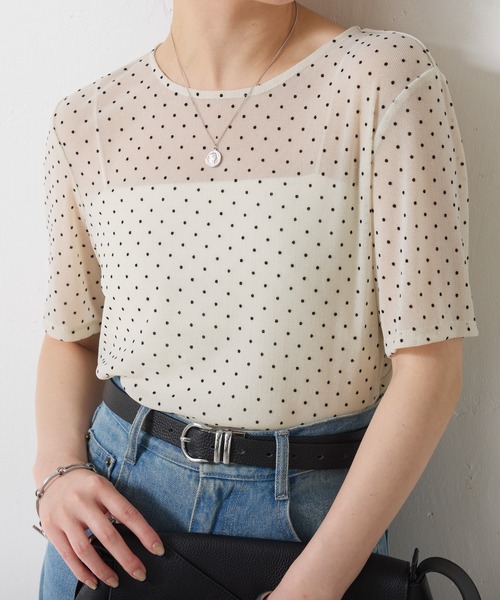 tシャツ ドットチュールシアーTシャツ/WEB限定 レディースの画像
