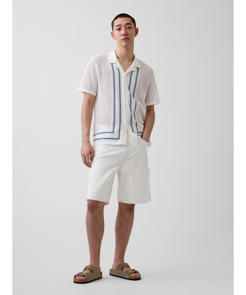 GAP（ギャップ） シャツ ストライプ キャンプ 襟付きニットシャツ