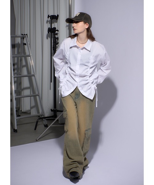 「Adoon plain」 長袖ブラウス FREE ライトブルー レディース_画像6
