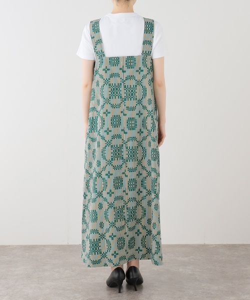 2025完売✨未使用級 サラマリカ ヌキテパ 総柄インド綿ワンピース 緑 M sara mallika（サラ マリカ） ワンピース Cotton Flower Signal Print