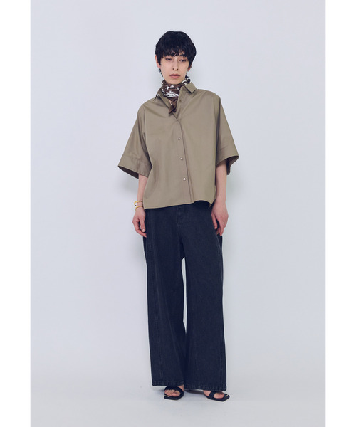 美品 amherst アムハースト リバティ バンドカラー ゆったり 七分袖 