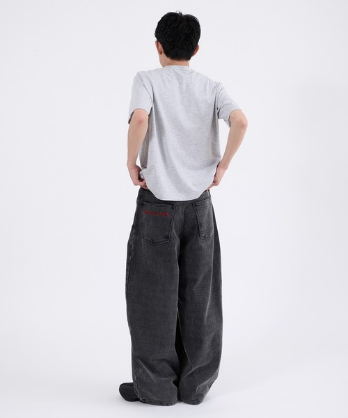 Perushu ワイドパンツ パンツ FADED CHECK WIDE DENIM PANTS／フェード