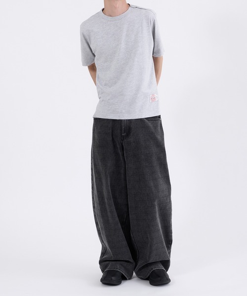 Perushu ワイドパンツ パンツ FADED CHECK WIDE DENIM PANTS／フェード