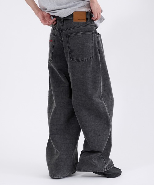 Perushu ワイドパンツ パンツ FADED CHECK WIDE DENIM PANTS／フェード