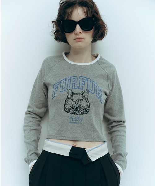 「FURFUR」 長袖カットソー「phillyコラボ」 FREE グレー レディース_画像3