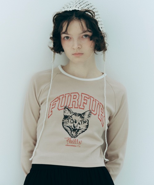 「FURFUR」 長袖カットソー「phillyコラボ」 FREE グレー レディース_画像4