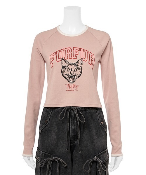 「FURFUR」 長袖カットソー「phillyコラボ」 FREE グレー レディース_画像7