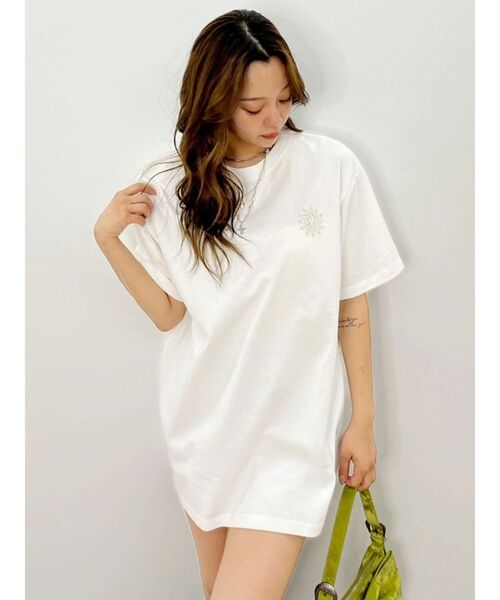EVRIS ラインストーングラフィック BIG Tシャツ EVRIS（エヴリス） tシャツ 半袖 ラインストーングラフィック BIG T