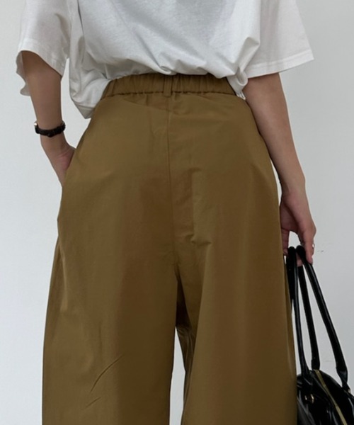 ワイドパンツ パンツ タックパンツ カーブパンツ ワイド スラックス ハイウエスト ボトムス ロング丈 チノ ツイル 体型カバー きれいめ　秋 冬 レディース | umune | 18