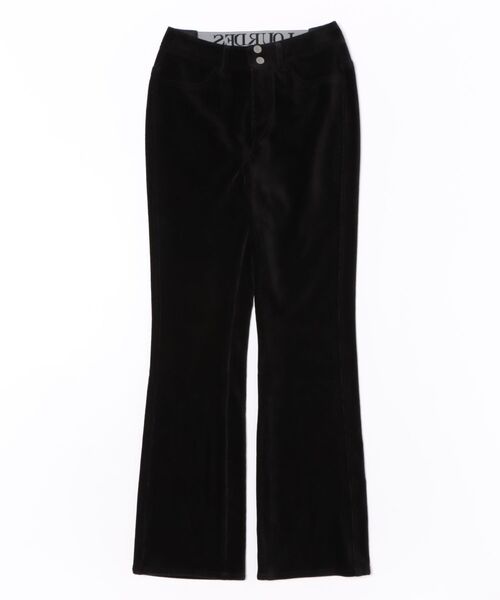 パンツ 「S」「it」「Ave Sabato」ベルベット調 セミフレア ストレッチパンツ ブラック レディース