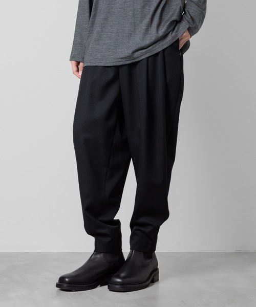パンツ ato 2023AW Black Wool Pants ATO（アトウ） パンツ CLASSIC WOOL 2-TUCK TAPERED PANTS メンズ