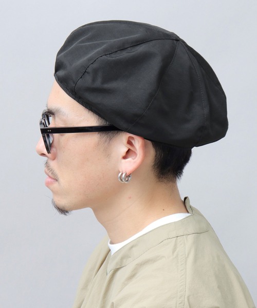 Basiquenti 帽子 ベレー帽 シワ加工 ナイロン ベレー帽 メンズ