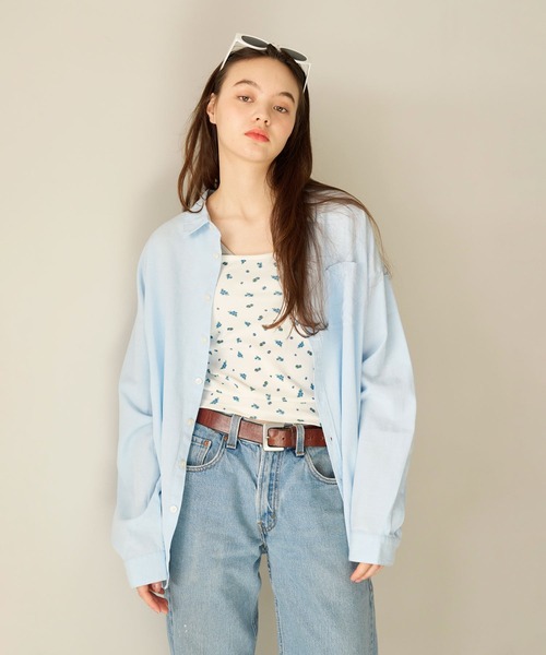 ブラウス シャツ ユニセックス エンブレム刺繍入りシャツ TINA：JOJUN レディース メンズ TINA：JOJUN ブラウス シャツ ユニセックス エンブレム刺繍入り