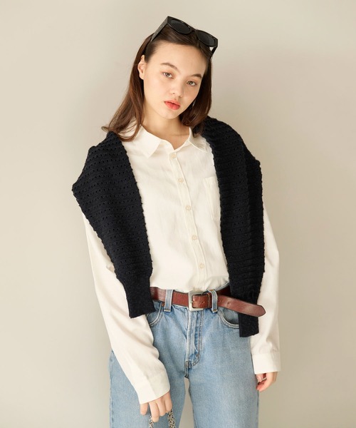 TINA：JOJUN ブラウス シャツ ユニセックス エンブレム刺繍入りシャツ