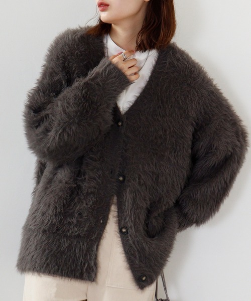 ＆soiree（アンドソワレ） カーディガン モヘアライクシャギーニット