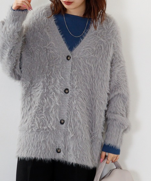 カーディガン ＆soiree モヘアライクシャギーニットカーディガン レディース アンドソワレ &soiree モヘアライクシャギーニットカーディガン