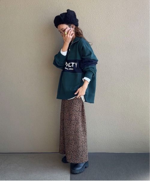 トレーナー スウェット バイカラーハーフジップロゴスウェット