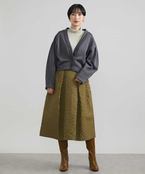 裏起毛ジャージーVネックカーディガン MICHEL KLEIN カーディガン 裏起毛ジャージーVネック