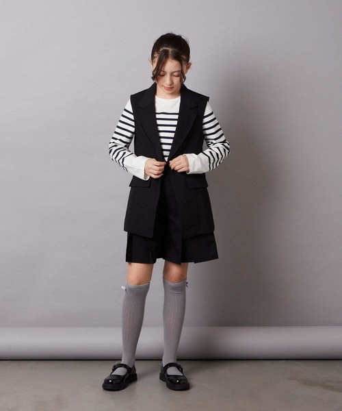 美品✨a.v.v フォーマルセットアップ 女の子 キッズ 120 a.v.v ベスト 「120-130」「セットアップ対応」ジップアップジレ