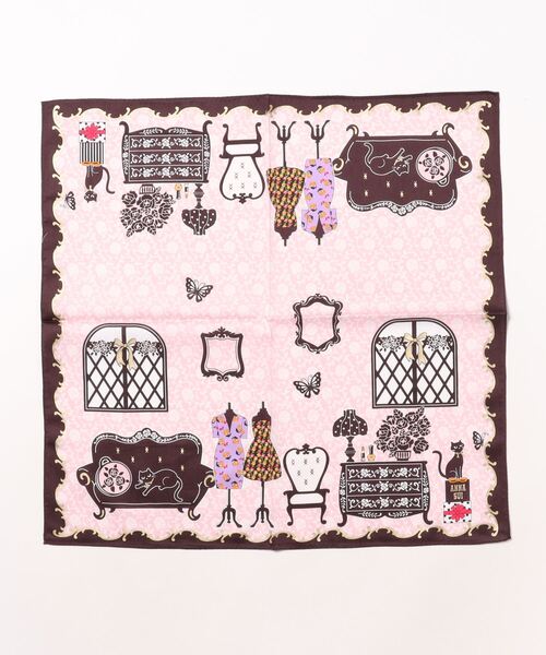 ANNA SUI ハンカチ ブティック柄プリントハンカチ レディース
