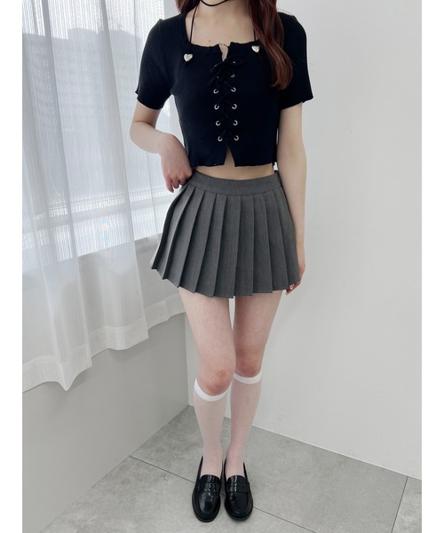 ニット セーター レースアップリブニットトップス レディース GLAMOROUS JANE ニット セーター レースアップクロップド丈