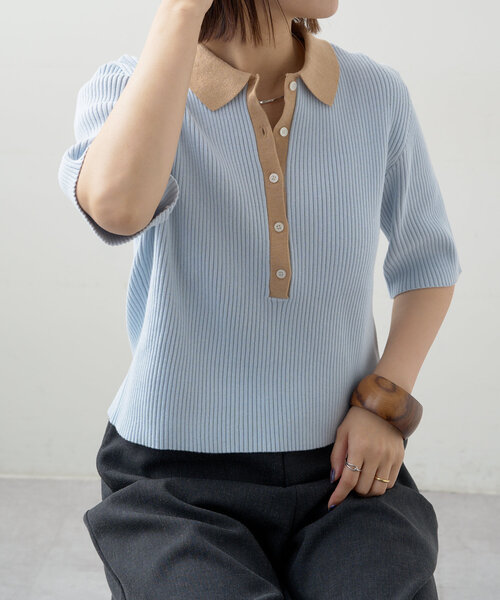 大人気半袖ニット♡POLO RalphLaurenワンポイントロゴリブニット