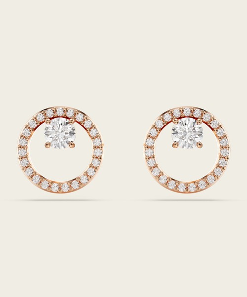 ピアス 「公式」「スワロフスキー」Constella スタッドピアス， ラウンドカット， ホワイト， ローズゴールドトーン・プレーティング