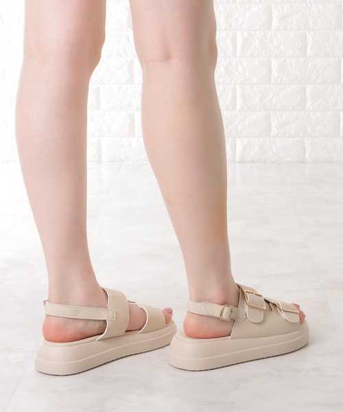 Lace Ladies サンダル バックストラップ付き 太ベルト 厚底