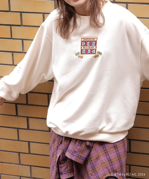 通販 DOUBLE NAME PEZコラボ恐竜BACK刺しゅう スウェット トレーナー トップス