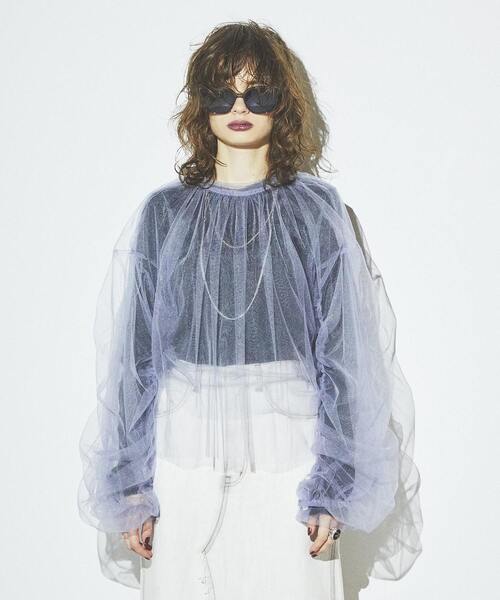 ブラウス シャツ 「HL」2WAY TULLE GATHERED BLOUSE レディース