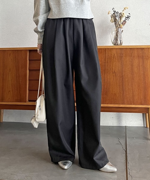 GeeRA（ジーラ） パンツ 「S〜3Lサイズ展開」上品見え！ウールライク