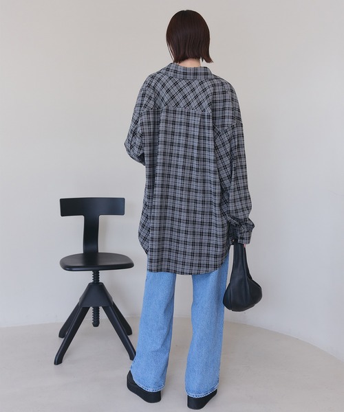 meilmada ブラウス シャツ オーバーサイズチェックシャツ レディース