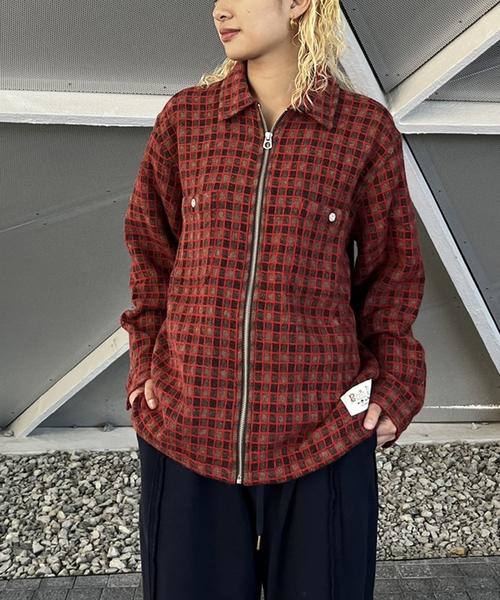 トップス brain dead CHECK MATE FLANNEL ZIP SHIRT Check Mate Flannel Zip Shirt - Brown – Brain Dead