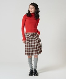 【値下げ】tina jojun ミニ丈 チェックプリーツスカート KHAKI TINA：JOJUN スカート ミニ丈 チェックプリーツスカート