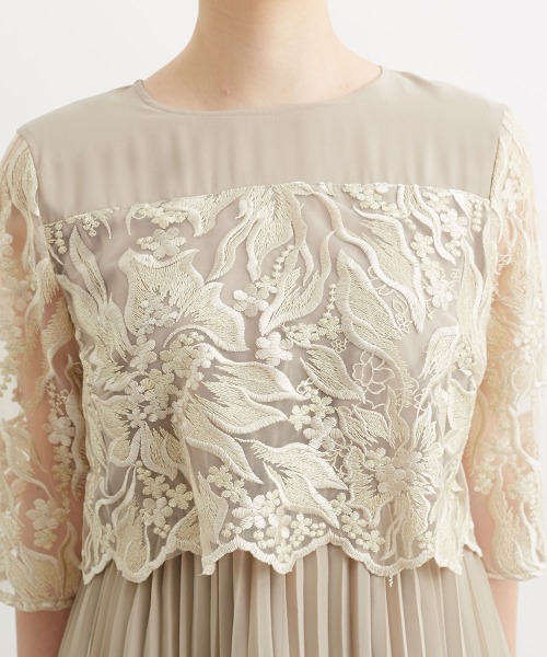 Jolie et ドレス 刺繍切り替えプリーツデザインワンピースドレス