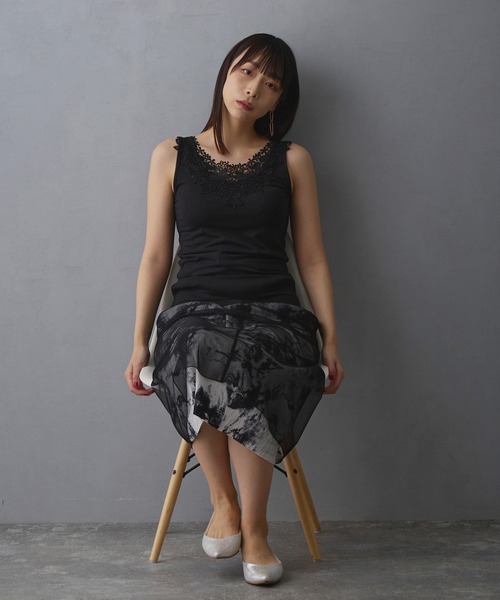 【未使用】D&G ブラック タンクトップ S レース NICOLE white（ニコルホワイト） タンクトップ ノースリーブ 2WAY