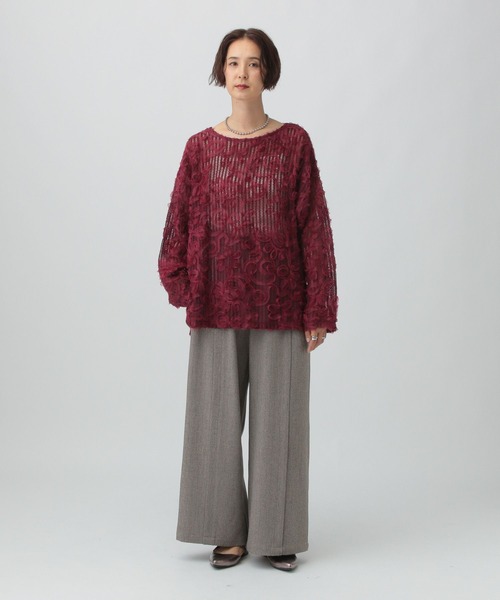 LEPSIM tシャツ ニュアンス柄レーシー長袖プルオーバー 242889